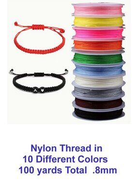 Nylon Thread in 10 Different Colors  100 yards Total .8mm